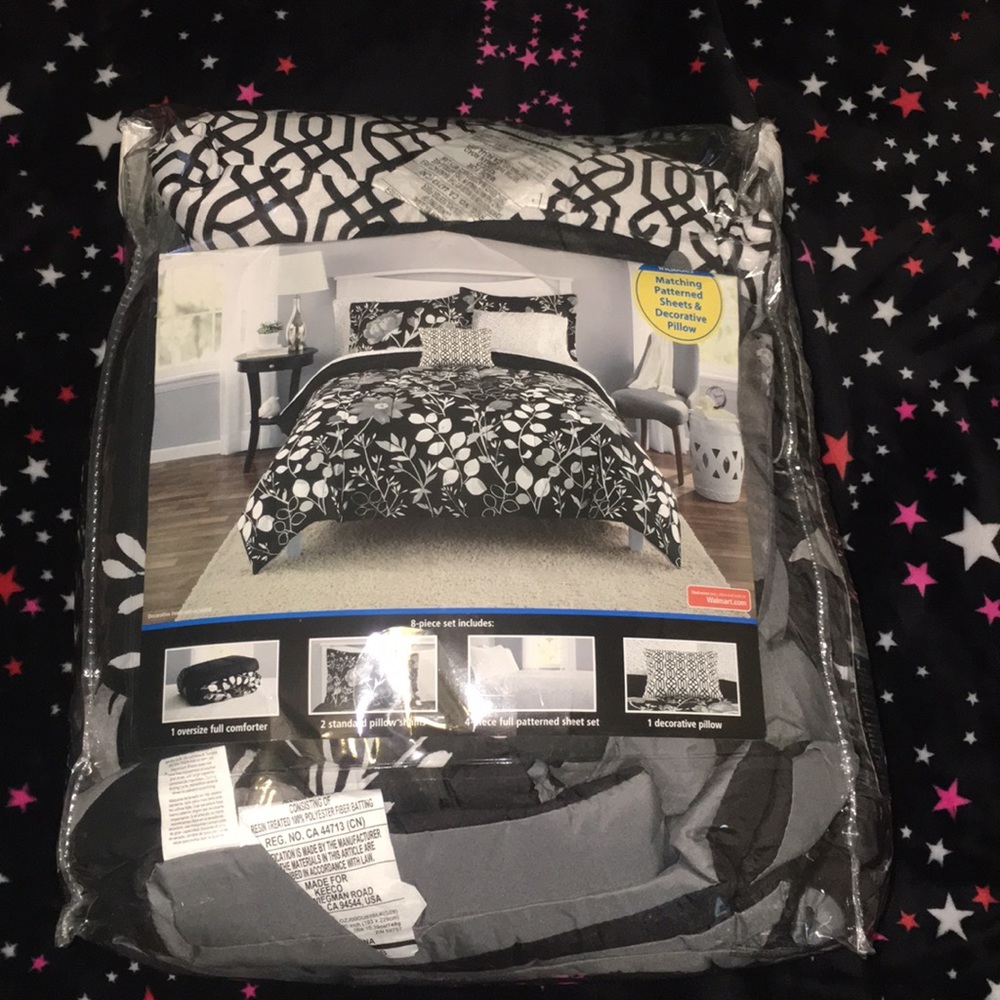 8-piece bedding set.